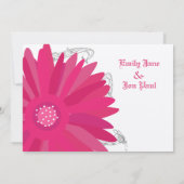 Limoen & Fuchsia Gerber Daisy Wedding Invitation Kaart (Achterkant)