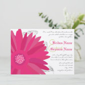 Limoen & Fuchsia Gerber Daisy Wedding Invitation Kaart (Staand voorkant)