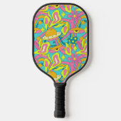 Limoen Geel Roze Retro 70s Psychedelic Trippy Pickleball Paddle (Achterkant)