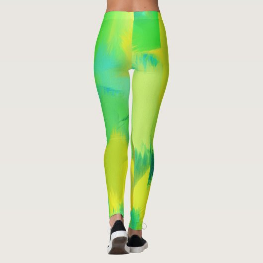 Limoen gele verfplaat leggings (Achterkant)