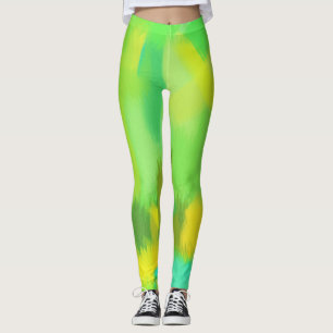 Limoen gele verfplaat leggings