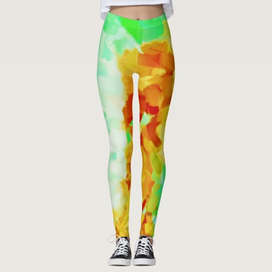 Limoen gele verfplaat leggings (Voorkant)
