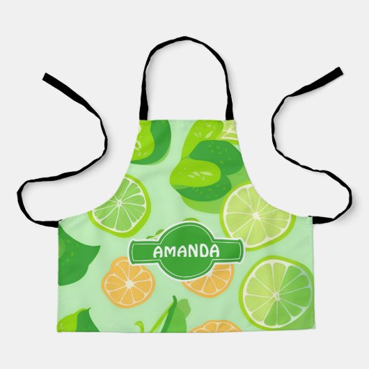 Limoen Geometrisch kleurrijk gepersonaliseerd patr Schort (Voorkant)