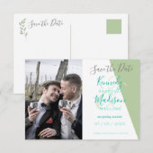 Limoen Geometrische Prachtige Minimalistische Trou Save The Date (Voorkant / Achterkant)