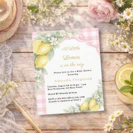 Limoen geruit roze strik meisje Baby Shower uitnod