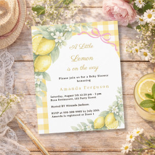 Limoen geruit roze strik meisje Baby Shower uitnod