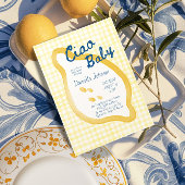 Limoen Gingham Ciao Baby Shower Kaart