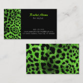 Limoen Glitter Cheetah Pet Groomer Visitekaartje (Voorkant / Achterkant)