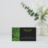 Limoen Glitter Cheetah Pet Groomer Visitekaartje (Staand voorkant)