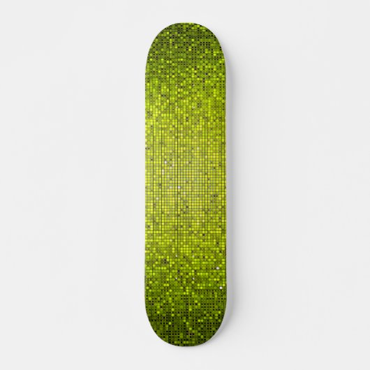 Limoen Glitter Sequin Disco Old School Skateboard (Voorkant)