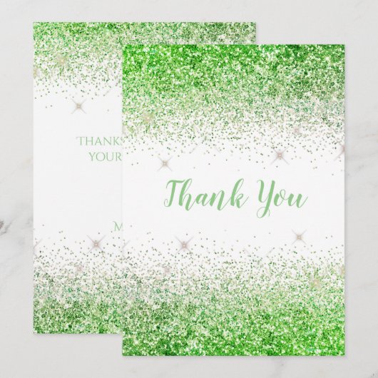  Limoen Glitter Simple Modern-bedankt-kaart Bedankkaart (Voorkant / Achterkant)