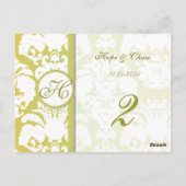 Limoen Gold Damask SWirls Table Number Kaarten (Achterkant)