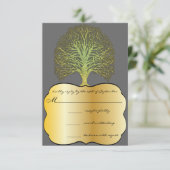 Limoen Gold Swirl Damask Tree Wedding RSVP (Staand voorkant)
