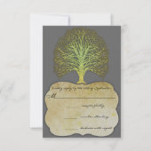 Limoen Gold Swirl Damask Tree Wedding RSVP (Voorkant)