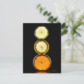 Limoen, grapefruit, lemon, fruit, zwarte achtergro briefkaart (Staand voorkant)