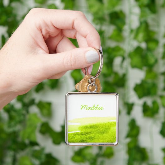 Limoen gras groene waterverf swish sleutelhanger (Hand)