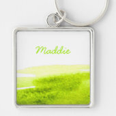 Limoen gras groene waterverf swish sleutelhanger (Voorkant)