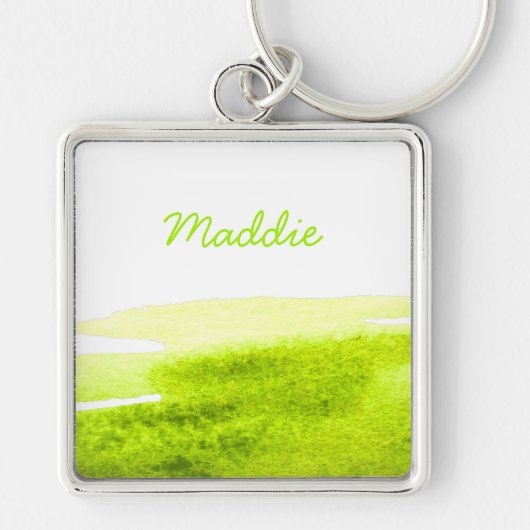 Limoen gras groene waterverf swish sleutelhanger (Voorkant)