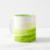 Limoen gras groene waterverf swish tweekleurige koffiemok (Voorkant links)