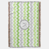 Limoen Gray Chevron Pattern Monogram Throw Blanket Deken (Voorkant Verticaal)