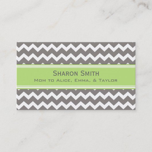 Limoen Gray Chevron Retro Mam Roekkaarten Contactkaartje (Voorkant)