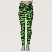 Limoen gree Zebra print Leggings (Voorkant)