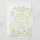 Limoen GreenWhimsical Bird Wedding Invitations Kaart (Voorkant)