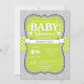 Limoen Grey Bloemen Baby shower Uitnodiging (Voorkant)