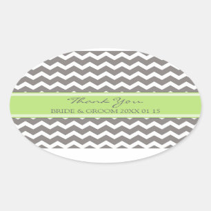 Limoen Grey Chevron Dank u bruiloft gunst Labels