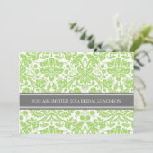 Limoen Grey Damask Bridal Lunch Invitation Kaart (Staand voorkant)