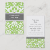 Limoen Grey Damask Floral Visitekaartjes (Voorkant / Achterkant)