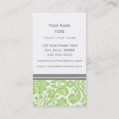 Limoen Grey Damask Floral Visitekaartjes (Achterkant)