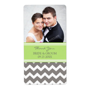 Limoen grijs chevron foto bruiloft labels