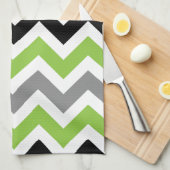 Limoen Grijs Zwart Wit Chevron Keuken Handdoeken (Quarter Fold)