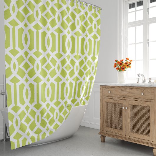 Limoen Groen Wit Trellis Douchegordijn