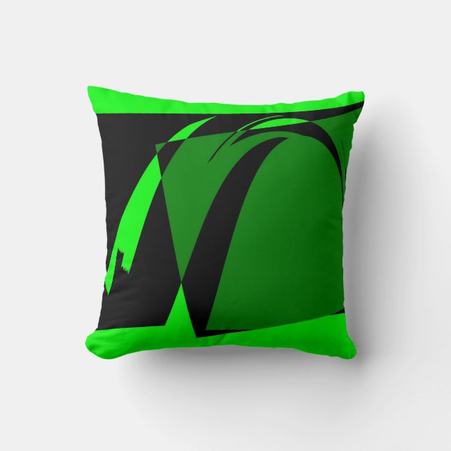 Limoen Groen Zwart Retro Abstracte Art Deco Kussen (Voorkant)