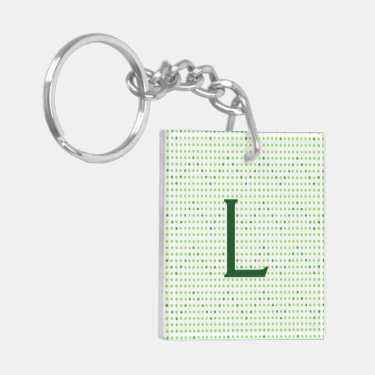 Limoen, Groene Chevron Patroon Stippen Monogram Sl Sleutelhanger (Voorkant Links)