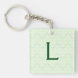 Limoen, Groene Chevron Patroon Stippen Monogram Sl Sleutelhanger
