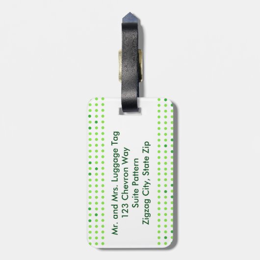 Limoen, Groene Chevron Pattern Monogram Bagagelabe Bagagelabel (Achterkant verticaal)