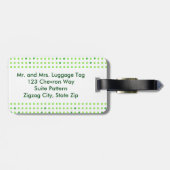 Limoen, Groene Chevron Pattern Monogram Bagagelabe Bagagelabel (Achterkant horizontaal)