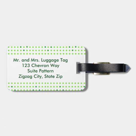 Limoen, Groene Chevron Pattern Monogram Bagagelabe Bagagelabel (Achterkant horizontaal)