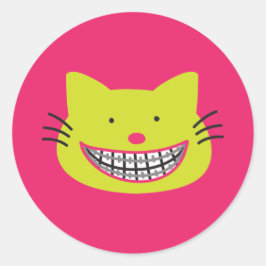 Limoen Groene Kat Dragen Braces Orthodontist Ronde Sticker
