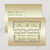  limoen groene Pareltjes gouden wervelingen Bewaar Aankondigingskaart (Voorkant / Achterkant)