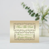  limoen groene Pareltjes gouden wervelingen Bewaar Aankondigingskaart (Staand voorkant)