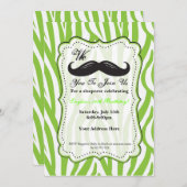 Limoen Groene Zebra Snor Verjaardagsfeest Uitnodig Kaart (Voorkant / Achterkant)