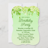 LIMOEN GROENGLITER DRIP ELEGANT BIRTHDAY INVITATIO KAART (Voorkant)
