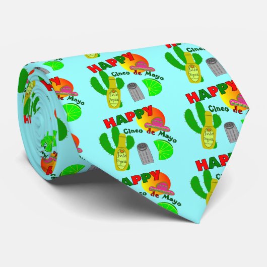 limoen "Happy Cinco de Mayo", Tequila & Salt Desig Stropdas (Opgerold)