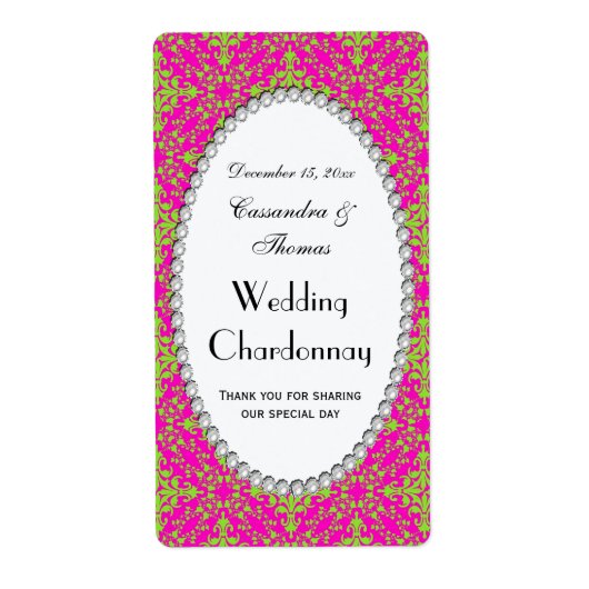  Limoen Hot Pnk Damask #2 Pearl V Wijnfles Etiket (Voorkant)