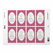  Limoen Hot Pnk Damask #2 Pearl V Wijnfles Etiket (Full Sheet)