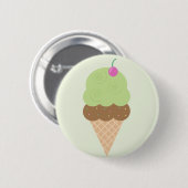 Limoen Ice Cream Cone Ronde Button 5,7 Cm (Voorkant /achterkant)